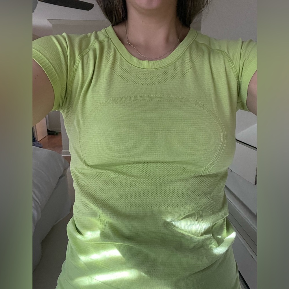 Lululemon yellow/green running and training shirt